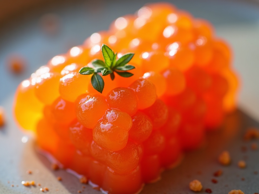 Wild salmon roe ikura, large translucent orange pearls in a black tin