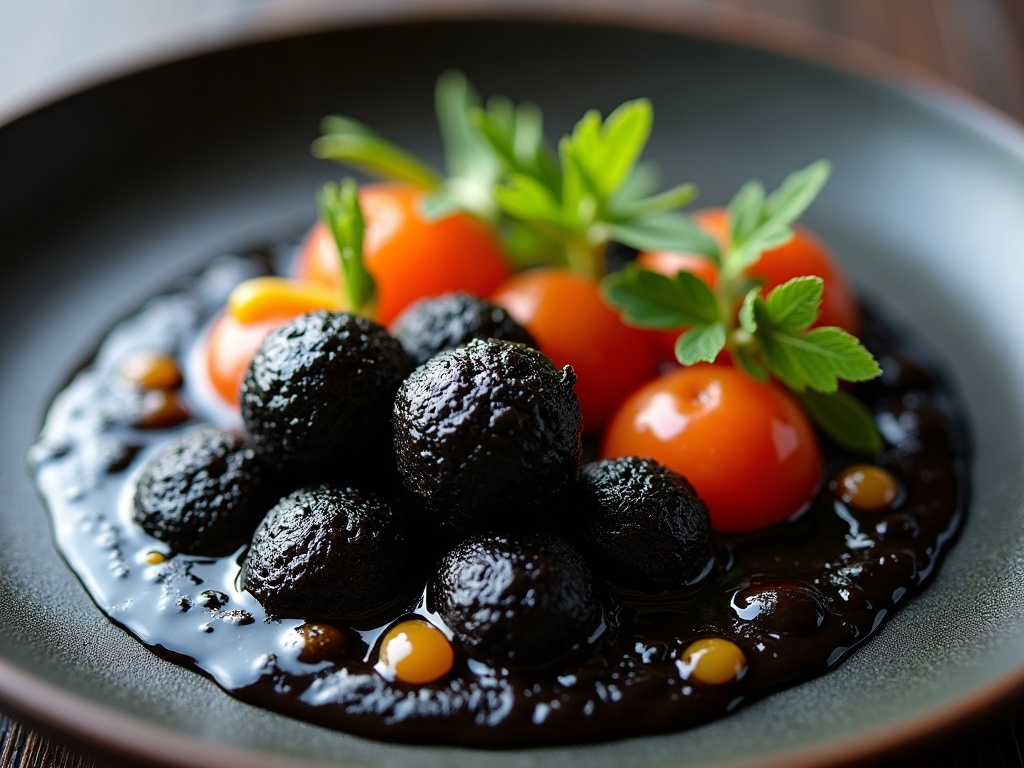 Golden Kaluga Hybrid caviar, large golden-amber pearls in an open tin on a dark surface