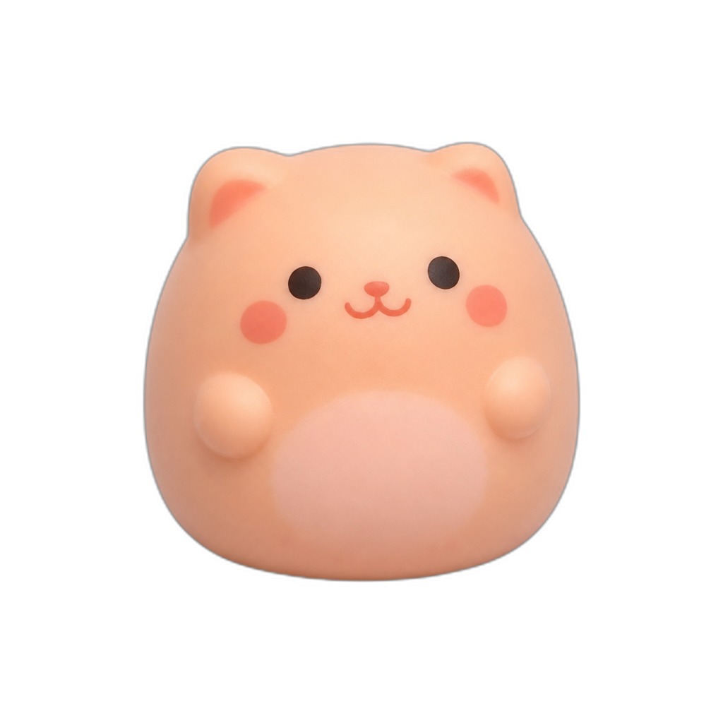 Peachy Paws — Peachy Paws is a chubby peach kitten with a tiny smile, squishably soft, warm, and perfectly safe for kids.