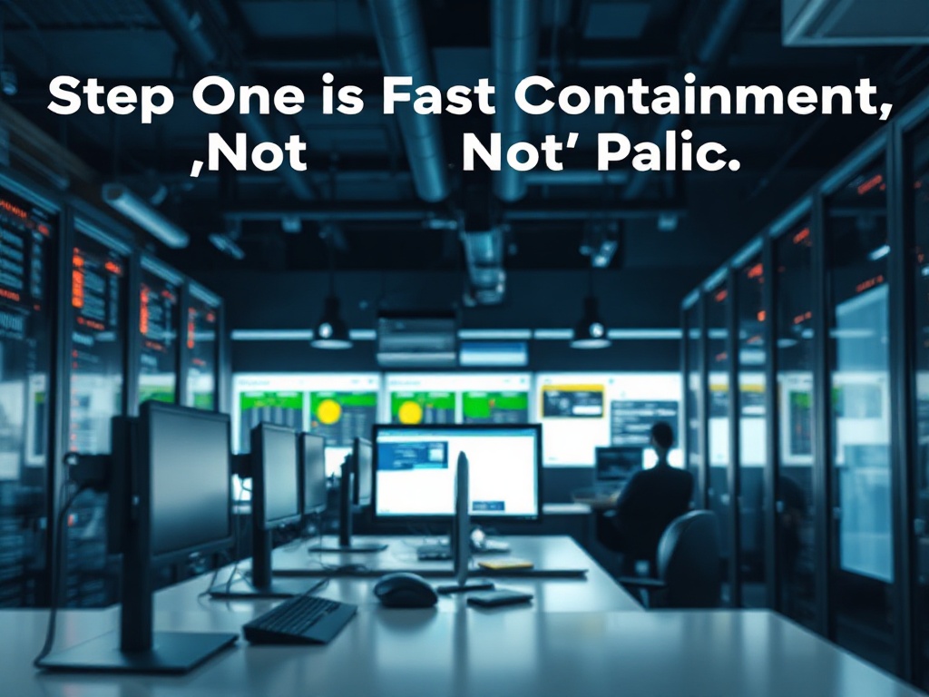 Illustration of quick cybersecurity response emphasizing containment over panic in personal cybersecurity.