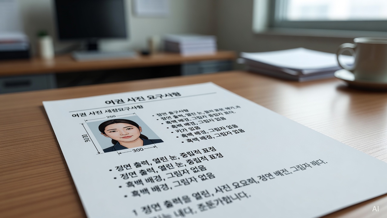 close-up of passport photo requirements on an official document at a desk