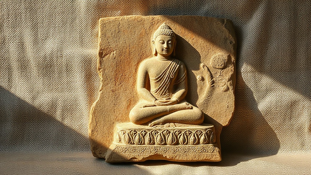 Stone relief of a seated Buddhist figure in bhadrasana posture with pendant legs, Gandhara style