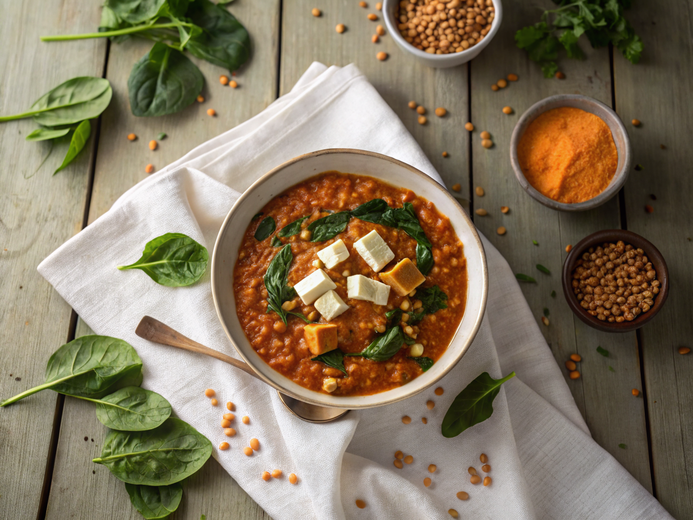 Makhani Dal with Spinach and Paneer