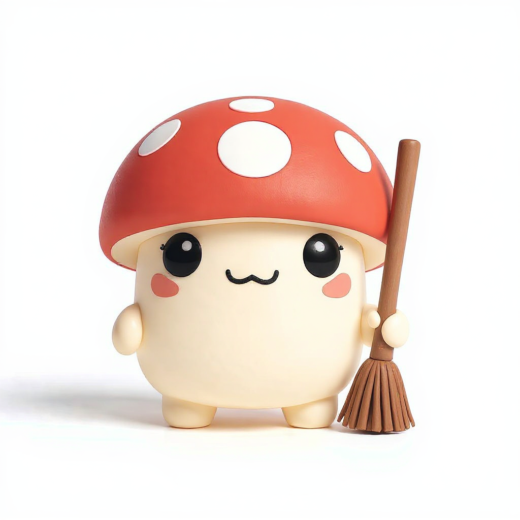 Disco Shroom Broom — Meet Disco Shroom Broom, a groovy mushroom buddy who's soft, squishy, and ready to boogie with you all day!