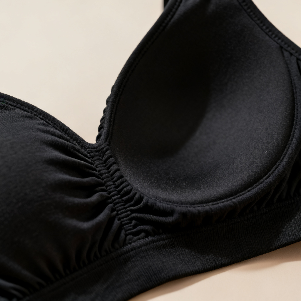Soft ruched wireless bra cup, no padding