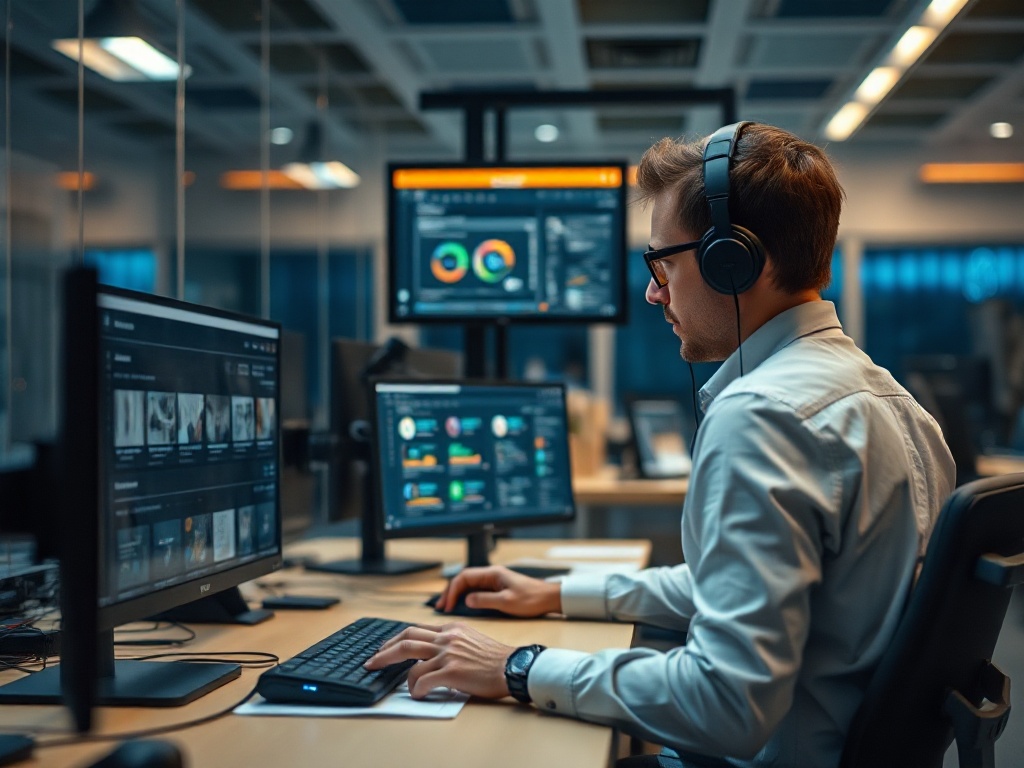 Illustration of one-person business owner analyzing automation tools to avoid common AI automation pitfalls