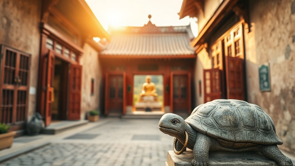Porte d'entrée du temple Dazhao à Hohhot, avec stèle de tortue en pierre au premier plan