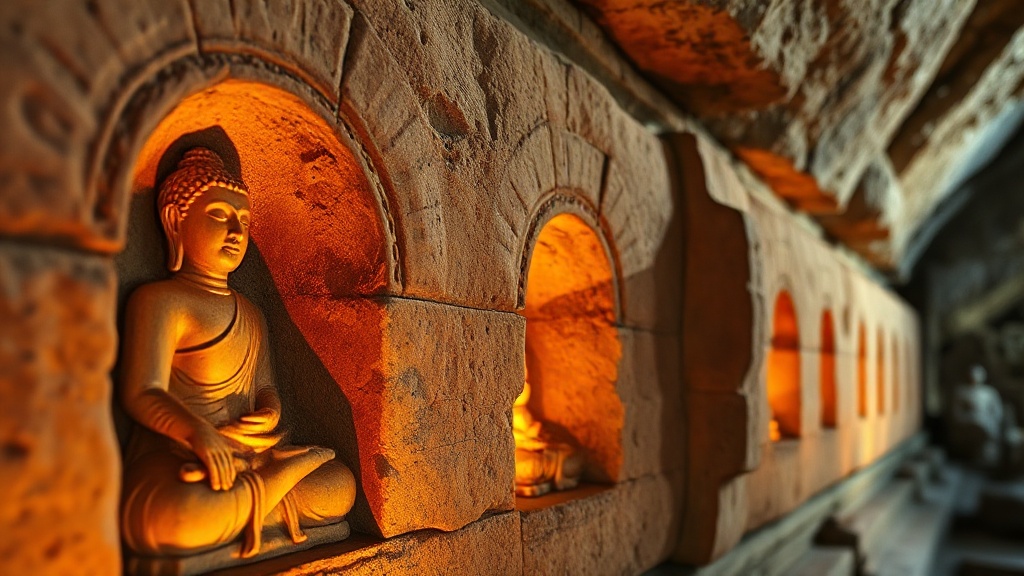 Reliefs bouddhistes sculptés dans la pierre dans les grottes de Yungang, Chine