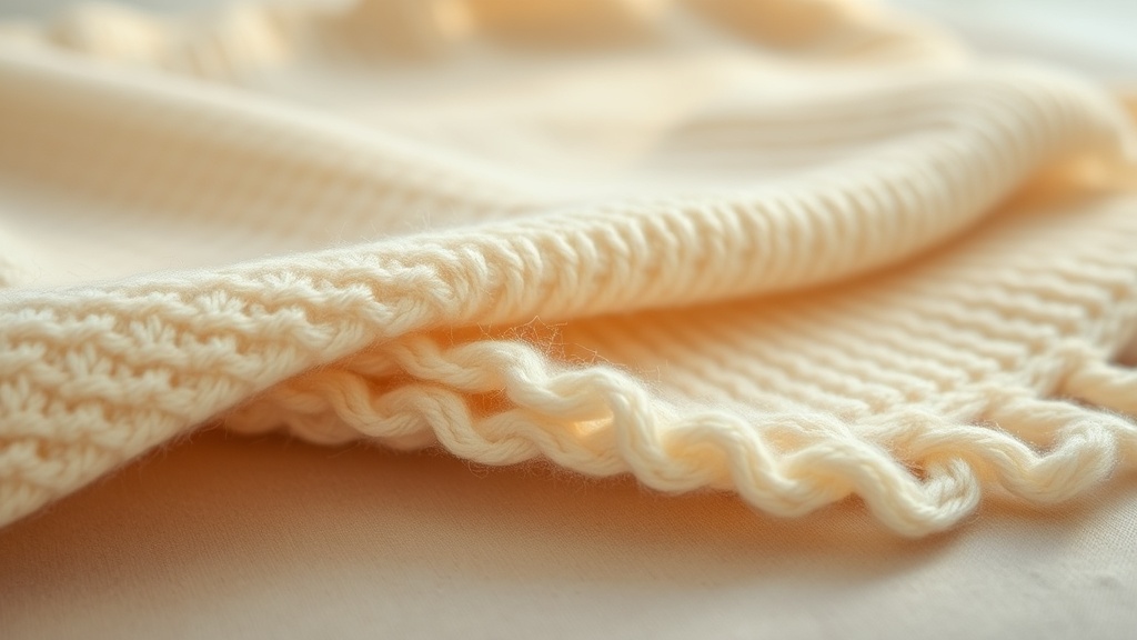 Close-up of two-ply cashmere knit texture in ivory showing fine stitch definition and natural fiber quality