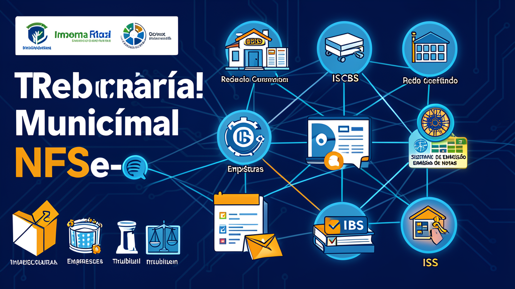 Rede digital conectando prefeituras, empresas, tribunal, NFS-e, ISS, IBS, CBS e inteligência artificial fiscal