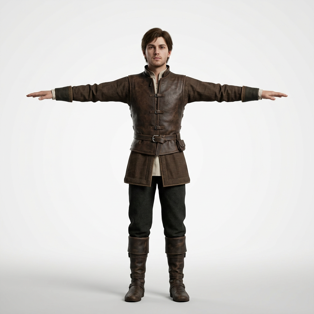 late teens boy miedieval attire brown