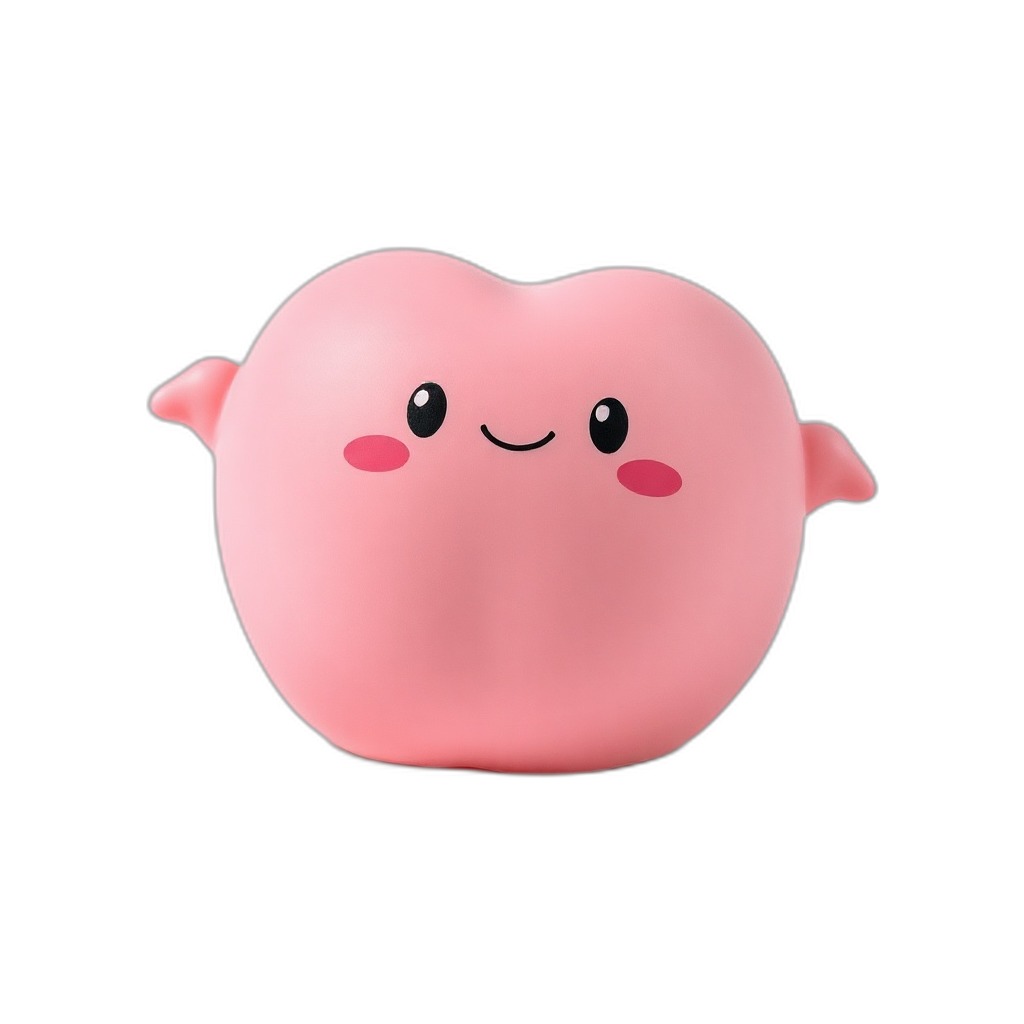 Lovebug — Lovebug is a soft pink heart squishy with a happy smiley face, warm and gentle for little hands.