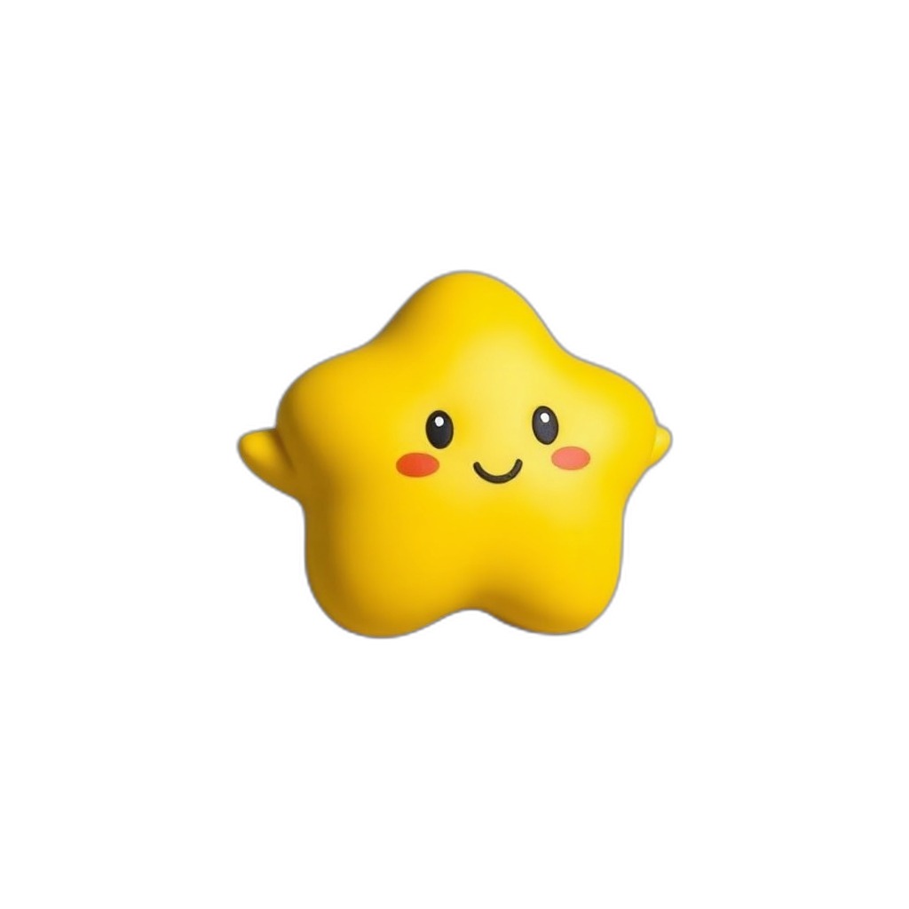 Twinkle — Meet Twinkle, a cheerful yellow star squishy with a happy face, soft, warm, and perfectly safe for little hands.