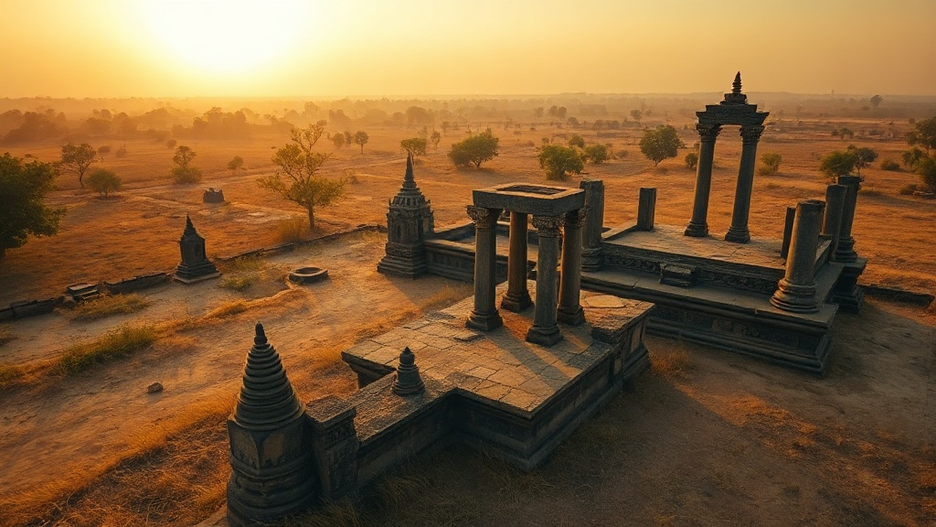 Ancient Buddhist monastery ruins in southern India, the region associated with Nagarjuna's life and work