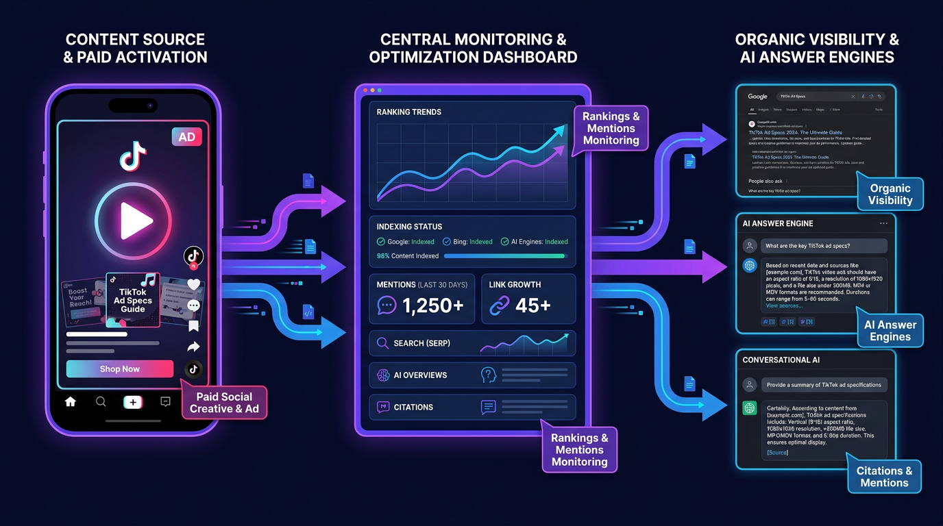 TikTok ad content flowing into organic search and AI answer engine visibility