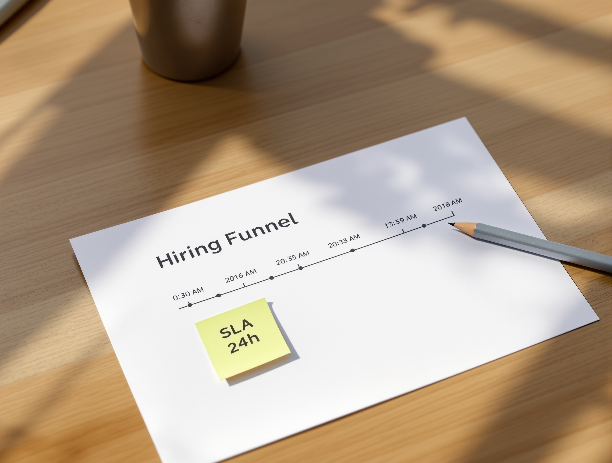 Stage timeline and SLA markers for a simple, visual hiring dashboard.
