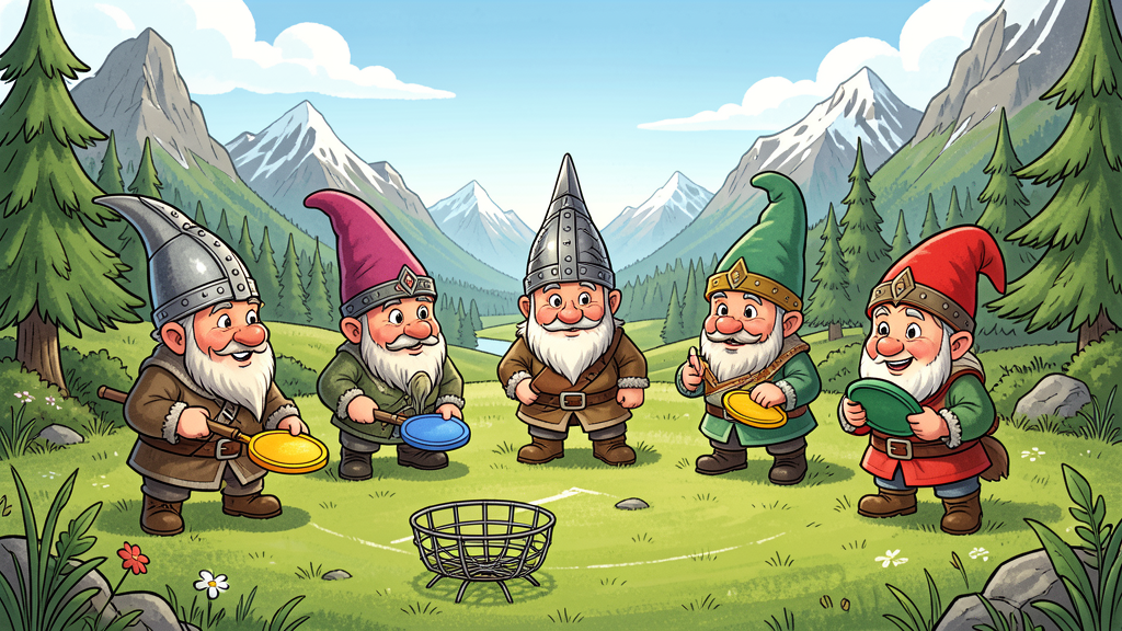 Disc Golfing Viking Gnomes