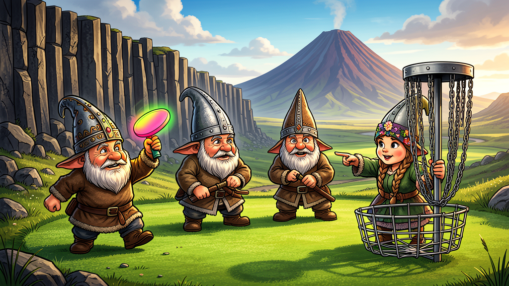 Disc Golfing Viking Gnomes