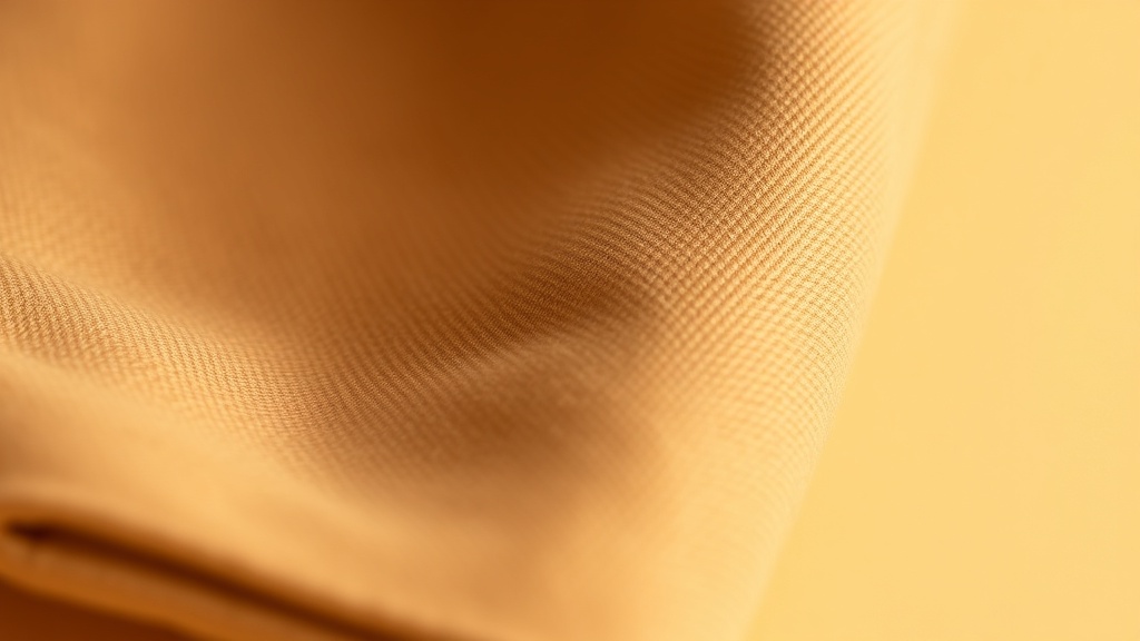 Close-up texture detail of a camel cashmere blazer lapel and woven fabric surface