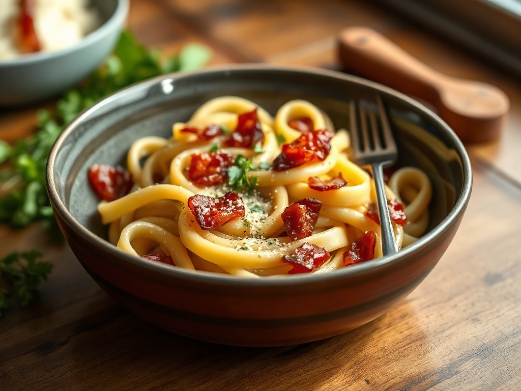 Pâtes aux lardons et crème, la vraie carbonara maison