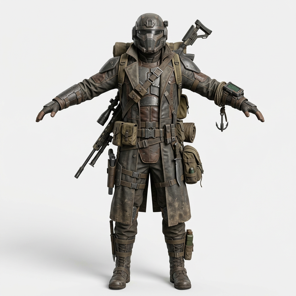 a bounty hunter carrying gear for (3)