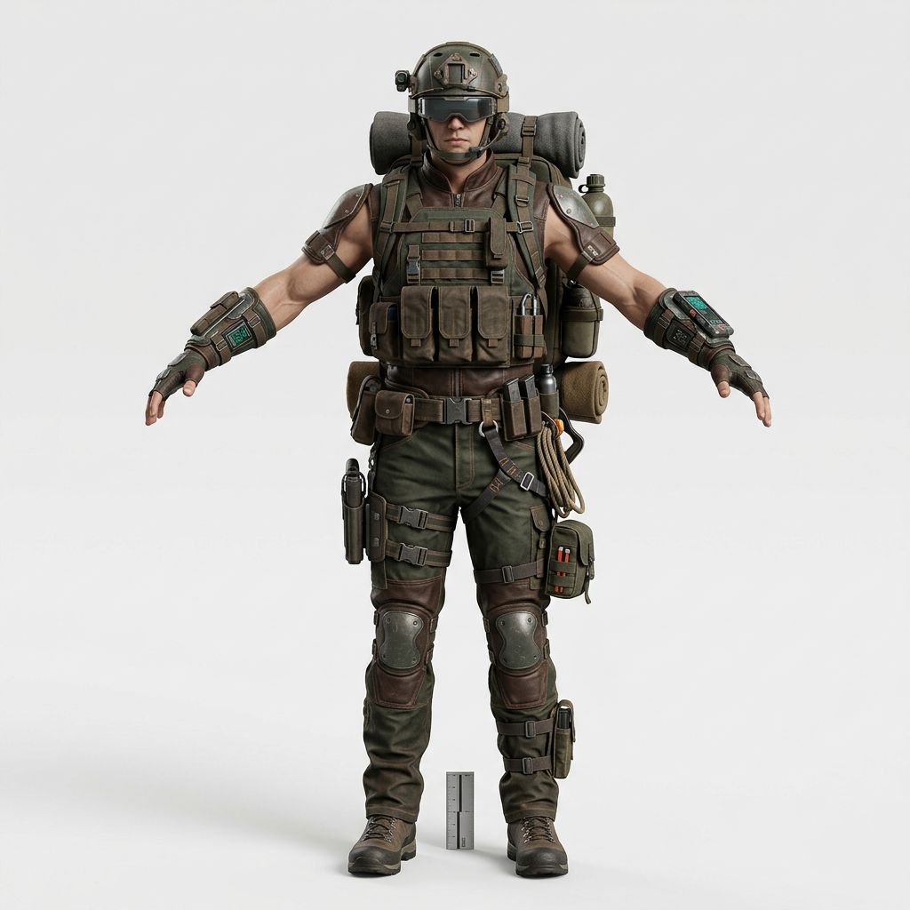 a bounty hunter carrying gear for (4)