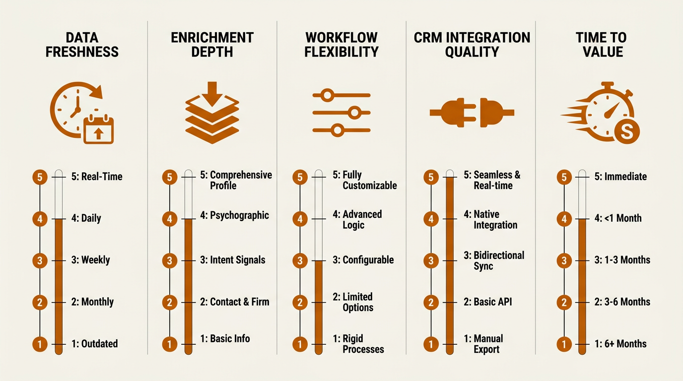 Five-criteria AI sales software evaluation scorecard for B2B teams