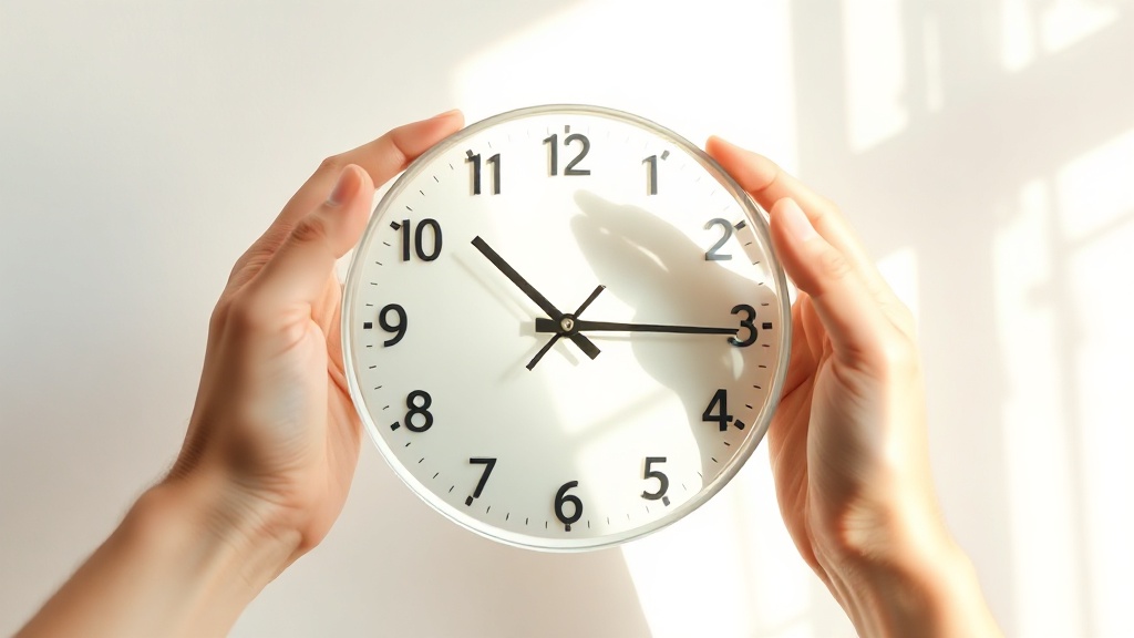 Hands holding a thin transparent acrylic wall clock showing its lightweight material in natural light