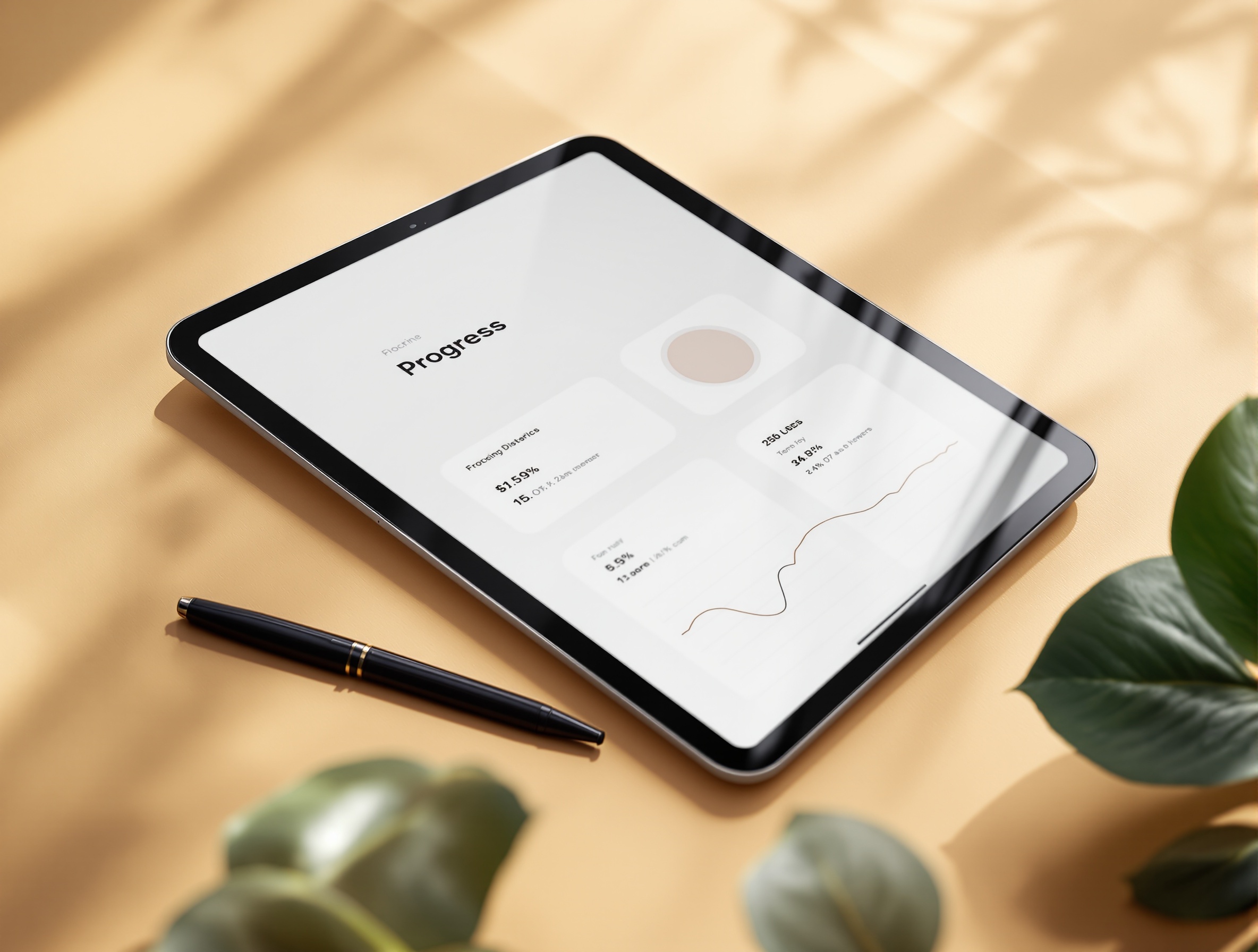 Tablet screen showing simplified hiring analytics and progress.