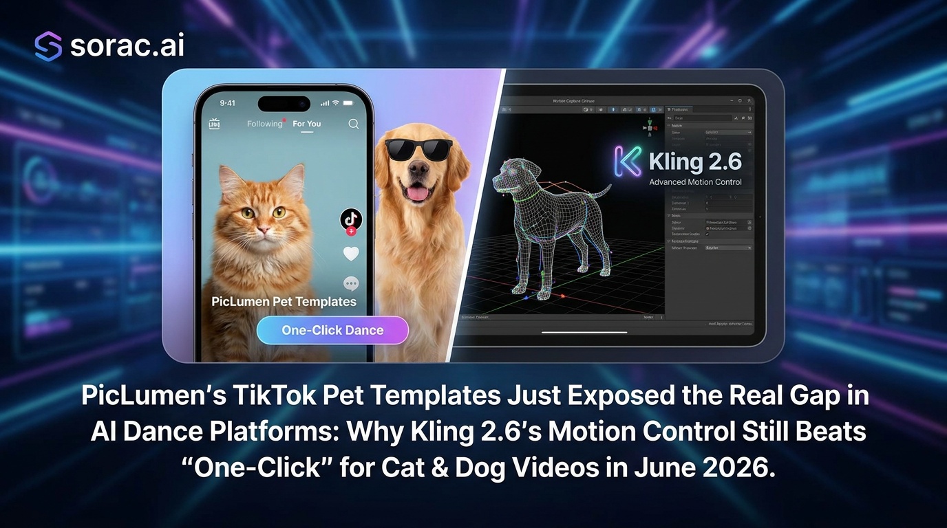 PicLumen's TikTok Pet Templates Just Exposed the Real Gap in AI Dance Platforms: Why Kling 2.6's Motion Control Still Beats 'One-Click' for Cat & Dog Videos in June 2026