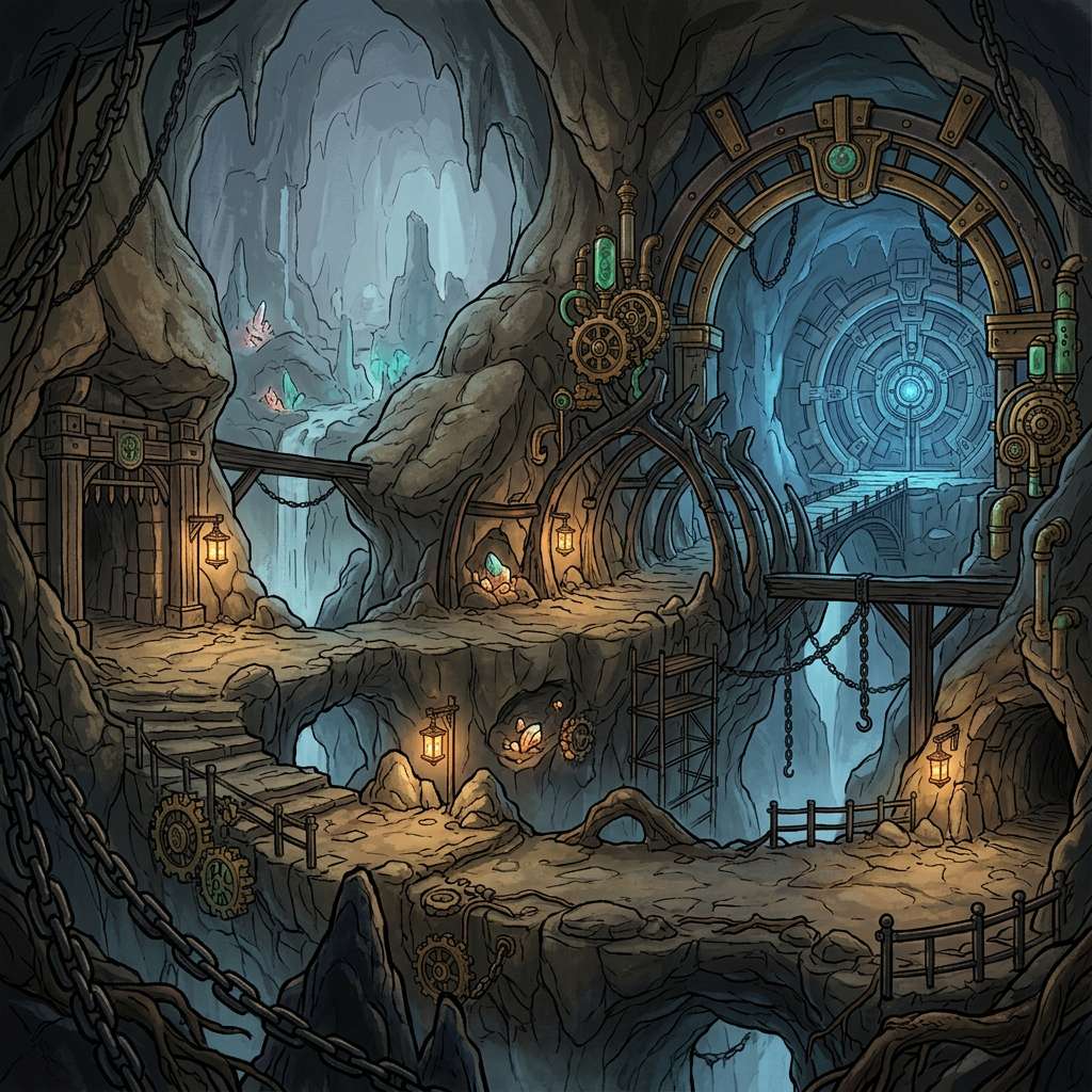 Image: Premium 2D side-view mobile game background art fo