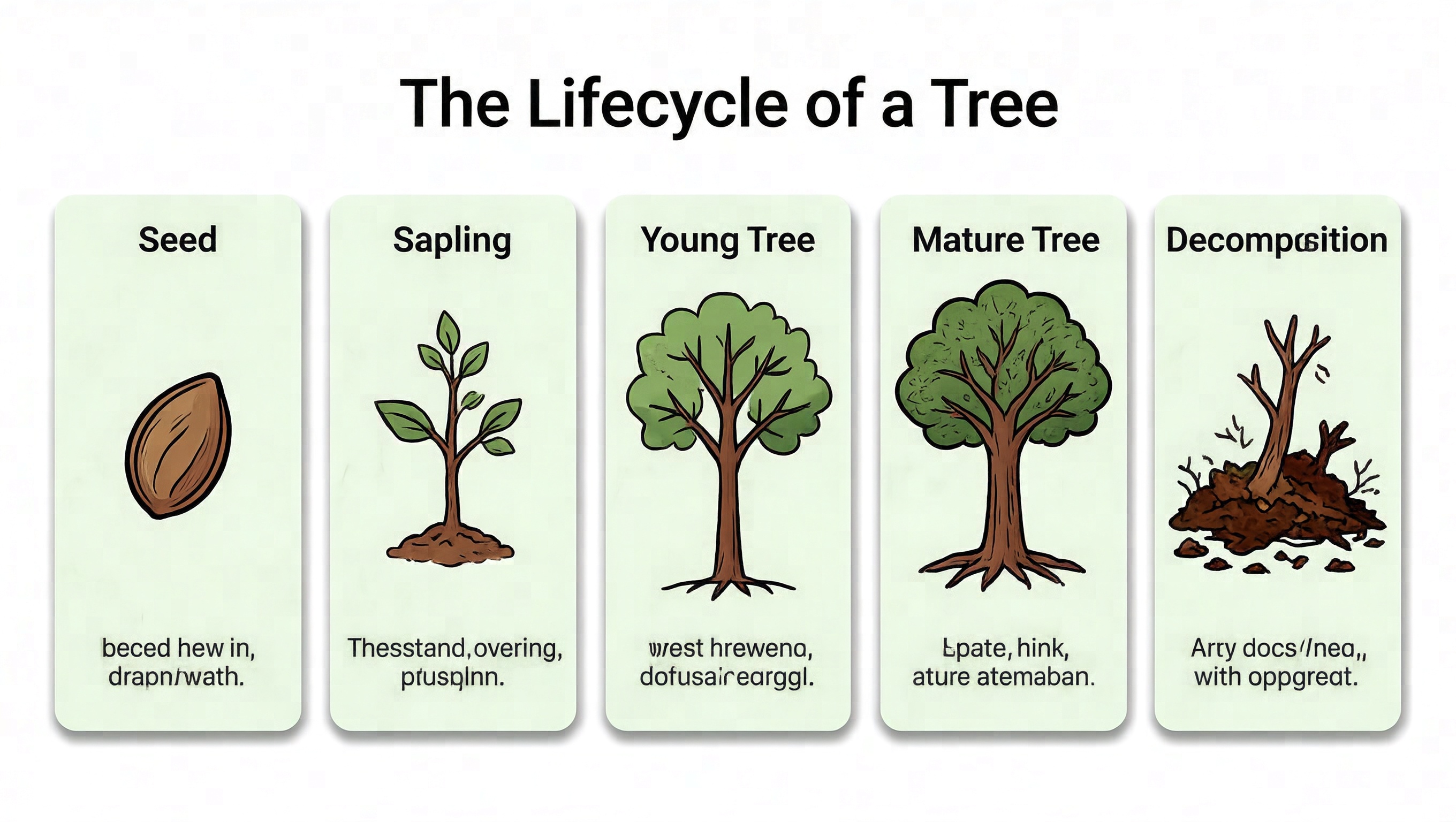 Lifecycle of a tree infographic generated by SenseNova U1