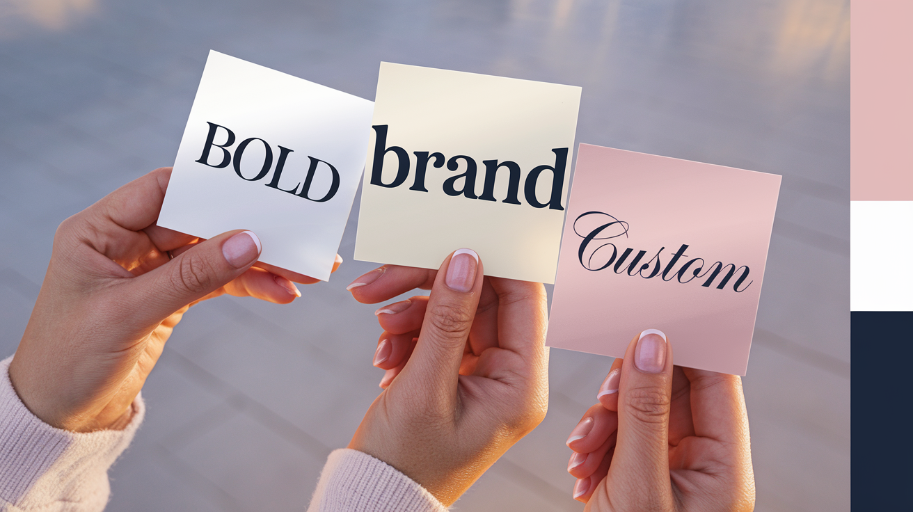 custom name stickers personalization options showing different font styles bold brand and custom on vinyl sticker samples