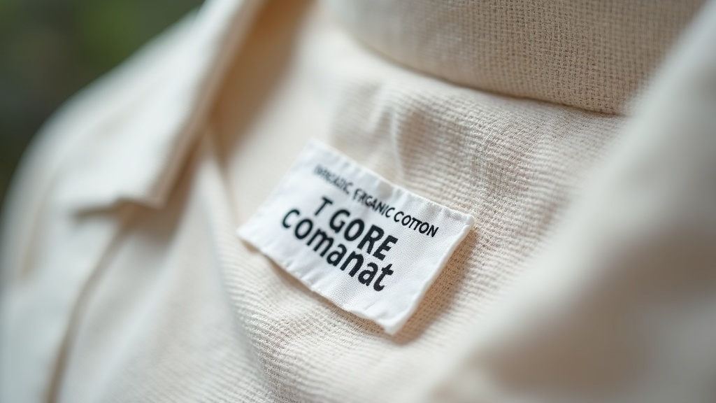 Etiqueta de certificación GOTS en camisa de algodón orgánico