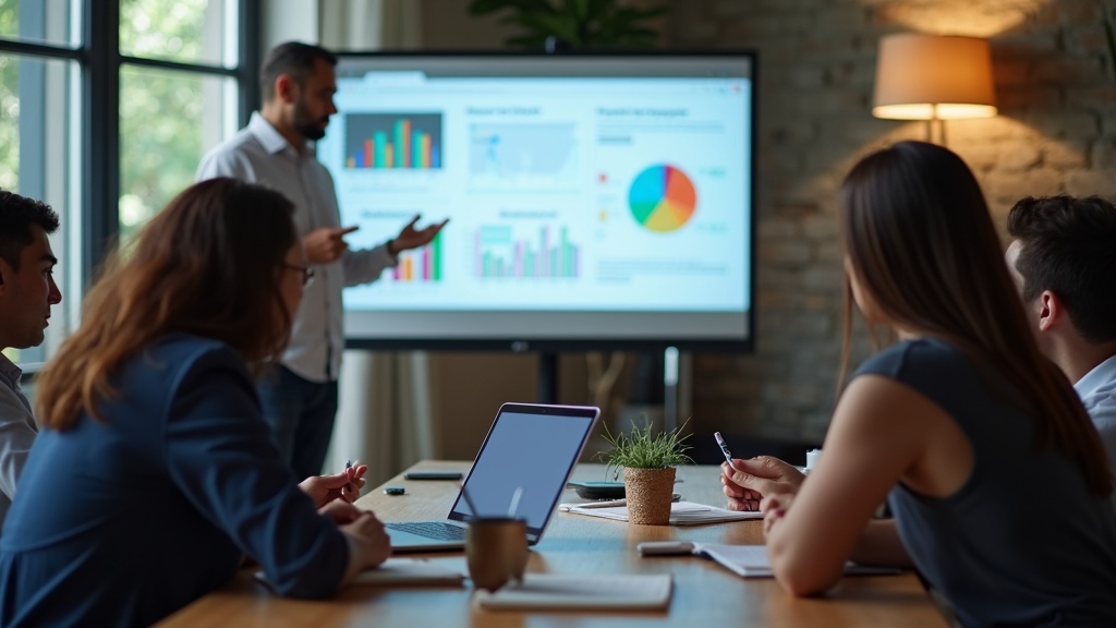 Equipe de consultório discutindo alternativas de prova social como estudos de caso anonimizados.