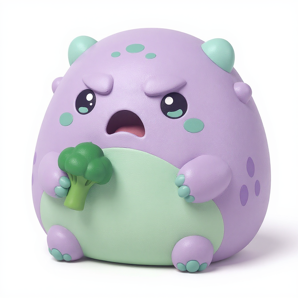 Brocculo — Brocculo is a soft, monster-loving squishy buddy who adores spooky fun and absolutely refuses to eat his broccoli!