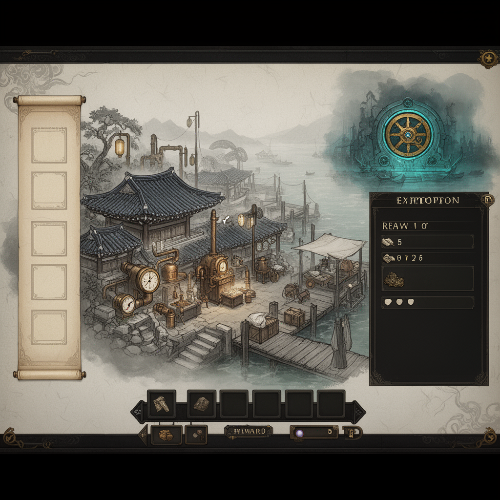 Image: Wide 16:9 game UI background, 1560x720 mobile land