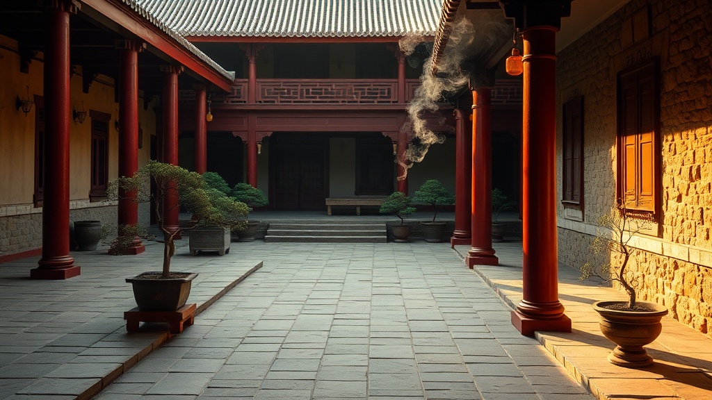 Cour intérieure du temple Jianfu autour de la Petite pagode de l'oie sauvage, Xi'an