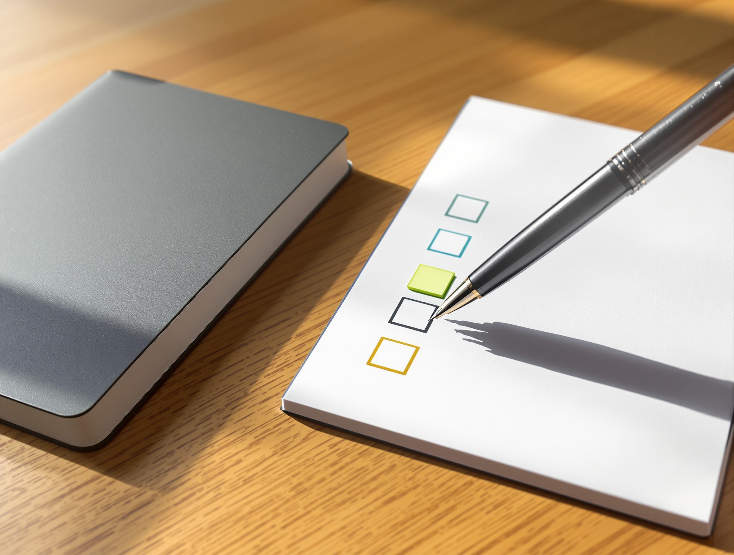Hand-drawn AI model comparison checklist on a desk