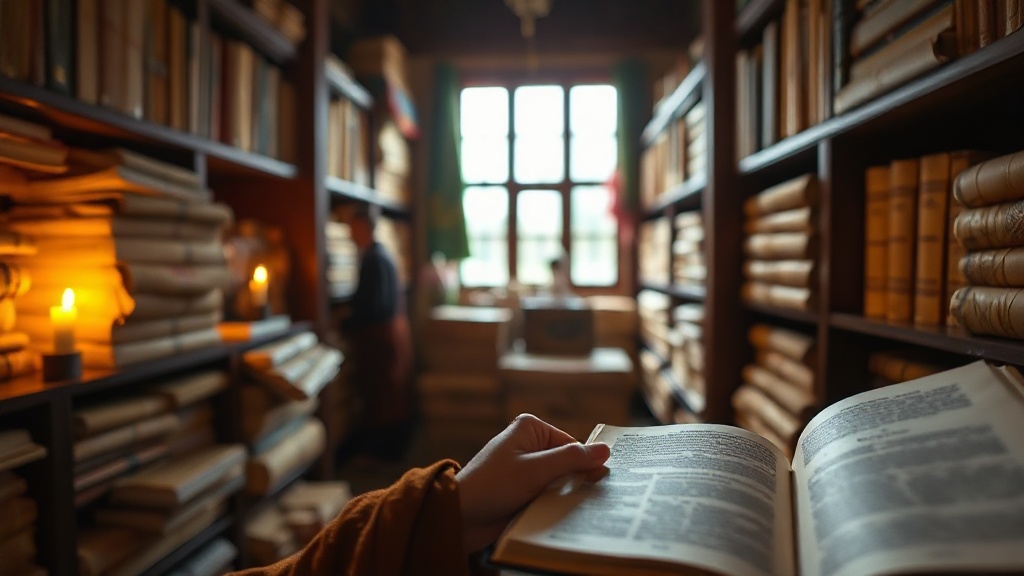 Textes bouddhistes tibétains en format pecha dans une bibliothèque monastique