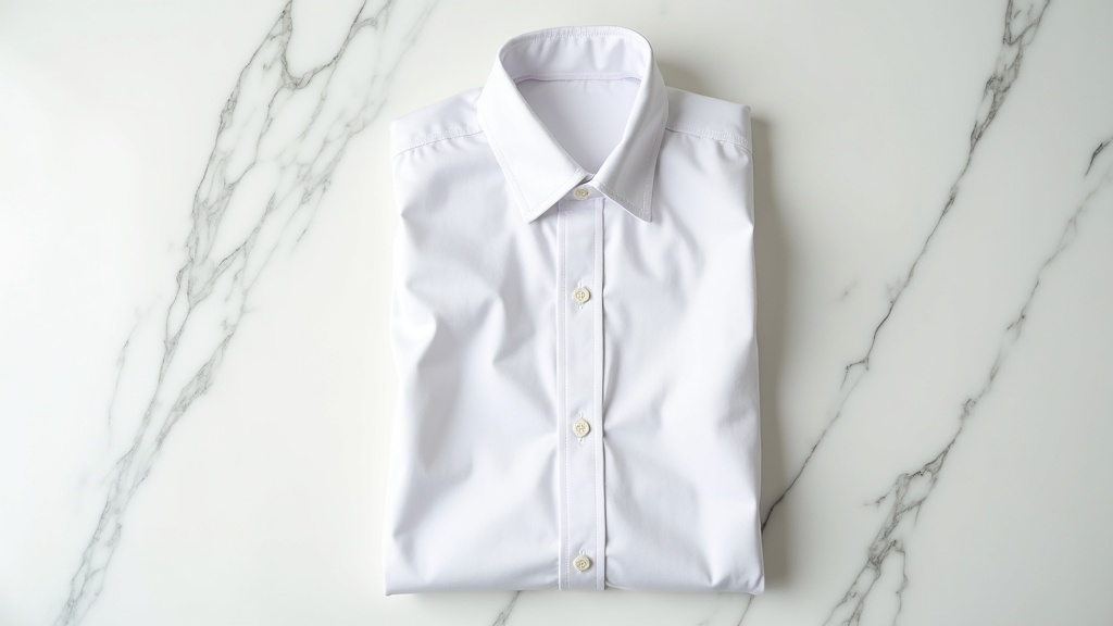 Camisa blanca oxford hombre sobre superficie de mármol