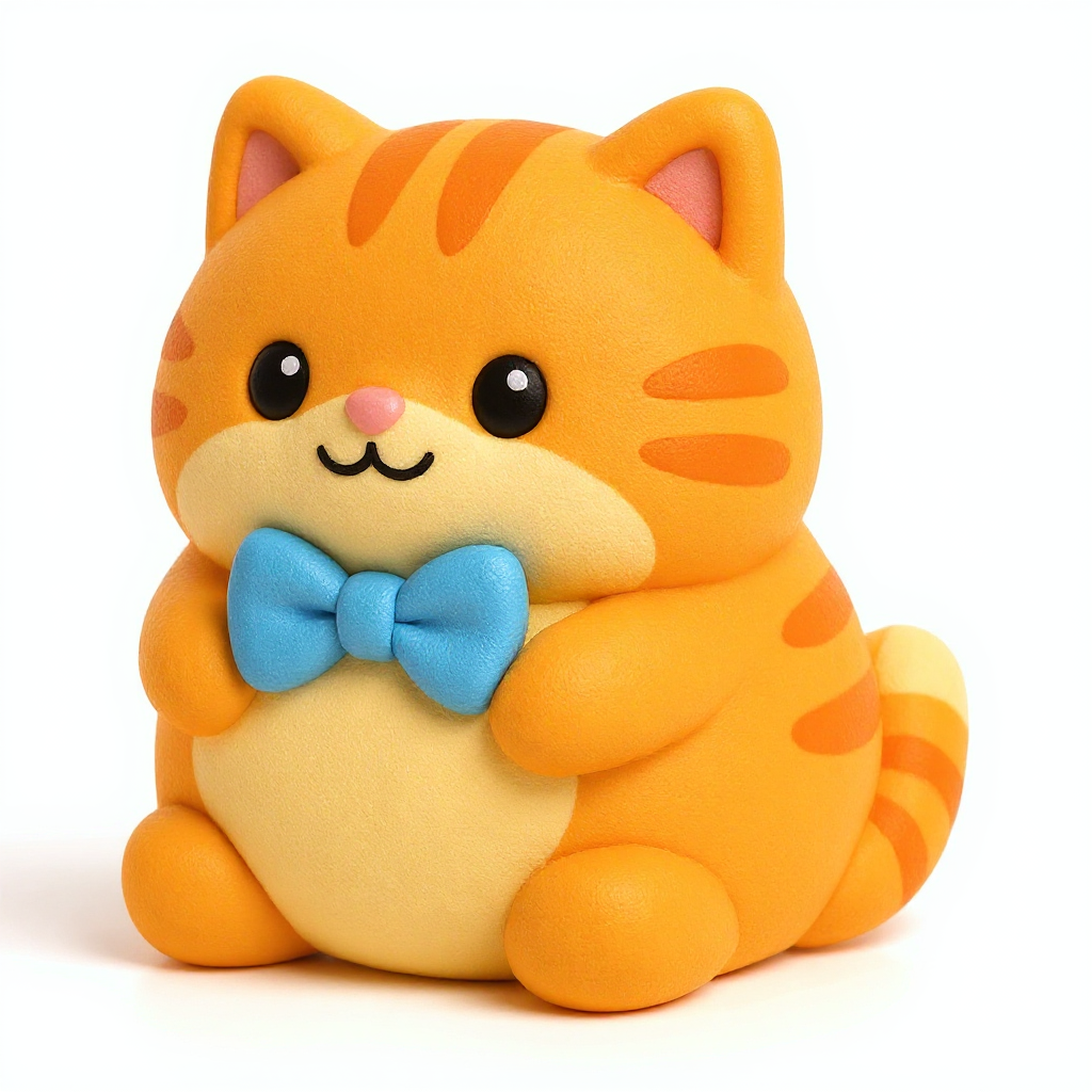 Marmalade — Marmalade is a chubby orange tabby with a green bowtie, big friendly eyes, and warm, kid-safe squishy cuddles.