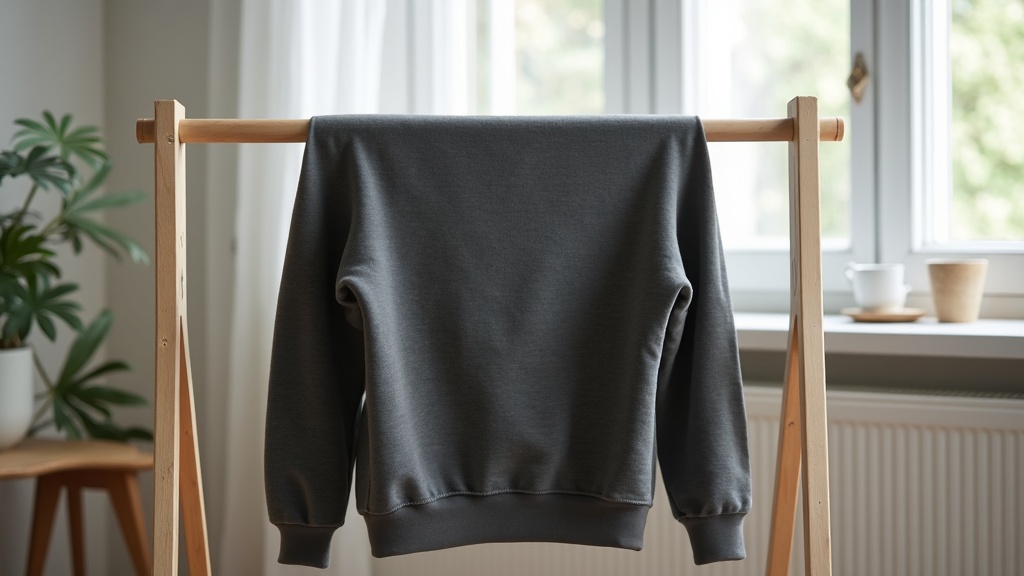 Sudadera de algodón premium secándose al aire para prolongar su vida útil