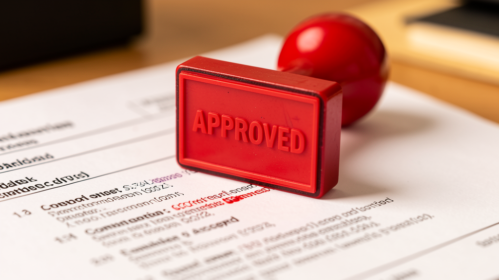 Штамп APPROVED на резюме — одобрение кандидата
