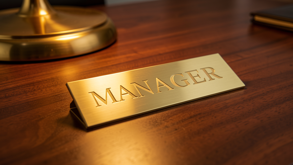 Латунная табличка MANAGER — руководящая позиция