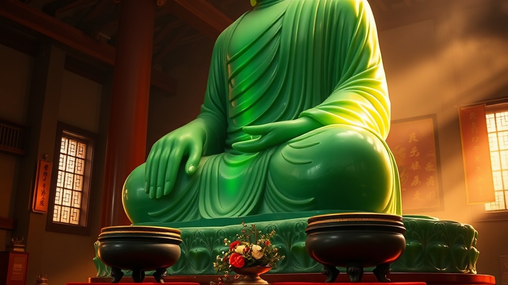 Statue de Bouddha Maitreya en jade birman de 3,8 mètres dans le Temple de Jing'an, Shanghai
