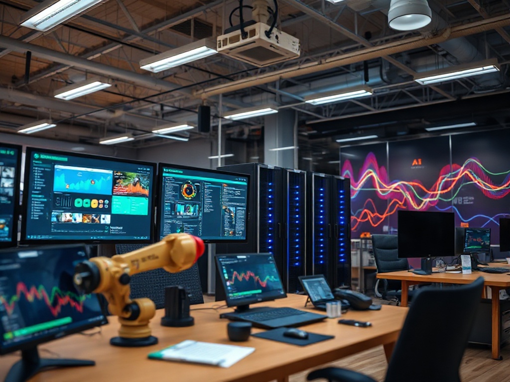 Illustration of data flow and analytics for AI business strategy innovation