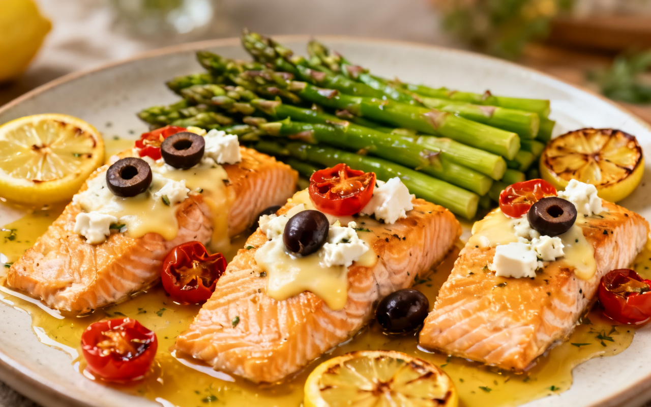 Mediterranean Baked Salmon with Asparagus