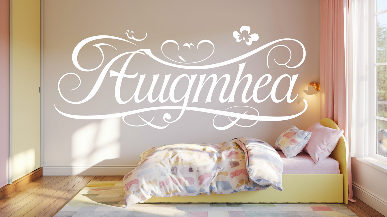 custom name stickers for kids rooms displayed above a child's bed in a bright colorful bedroom