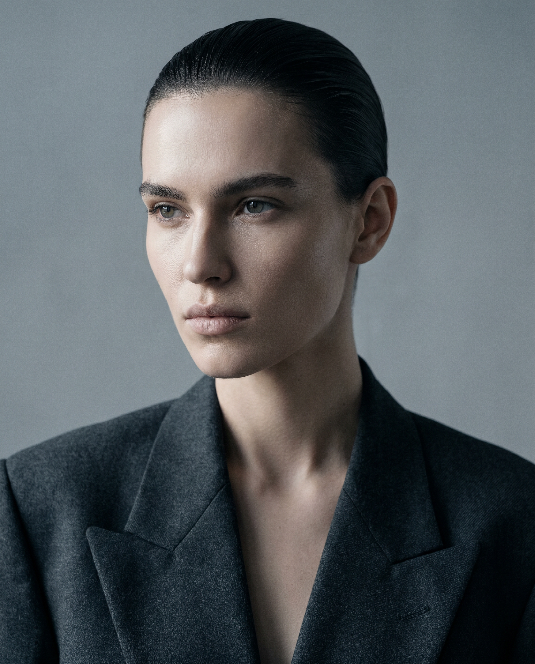 Cool High-Fashion Grey Portrait